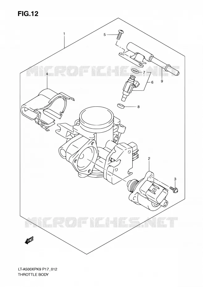 CORPS DE PAPILLON Suzuki QUAD 500 KINGQUAD 2010  LT-A500XP L0 (P17,P24)