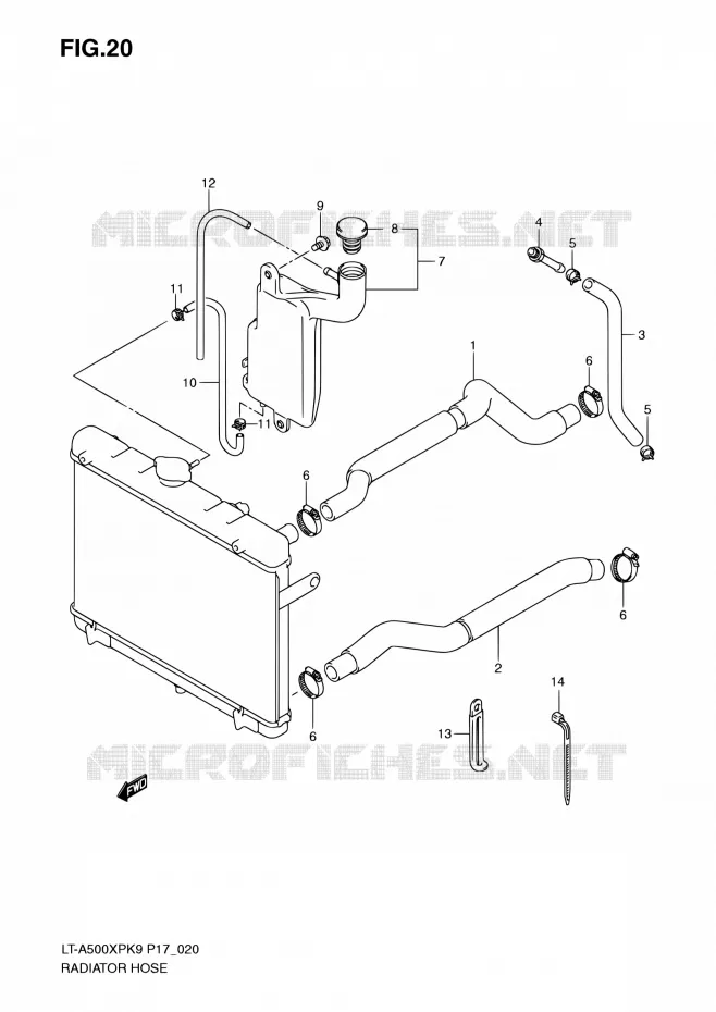DURITE DE RADIATEUR Suzuki QUAD 500 KINGQUAD 2010  LT-A500XP L0 (P17,P24)