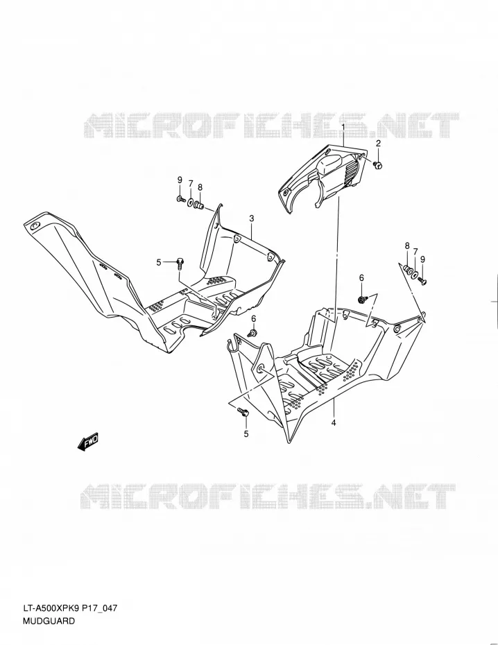 GARDE BOUE Suzuki QUAD 500 KINGQUAD 2010  LT-A500XP L0 (P17,P24)