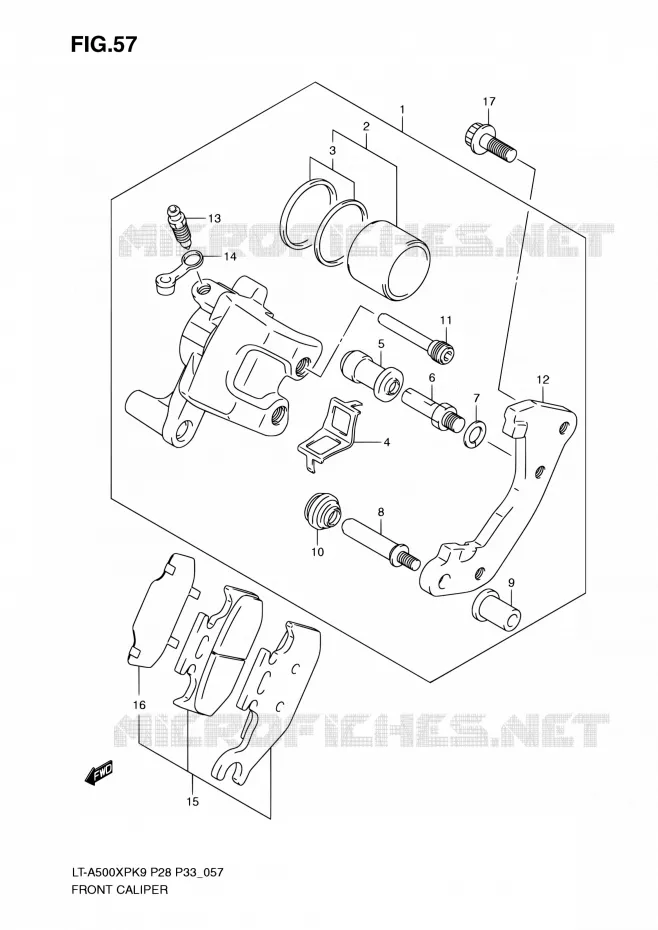 ETRIER DE FREIN AVANT Suzuki QUAD 500 KINGQUAD 2010  LT-A500XP L0/LT-A500XPZ L0 (P28,P33)