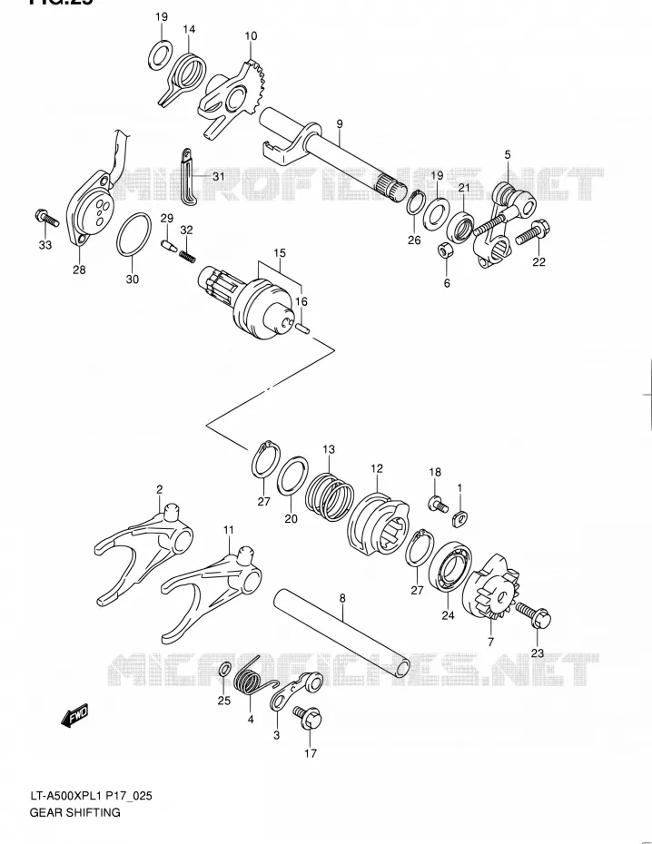 ENSEMBLE SELECTEUR DE VITESSES Suzuki QUAD 500 KINGQUAD 2011  LT-A500XP L1 (P17,P24)