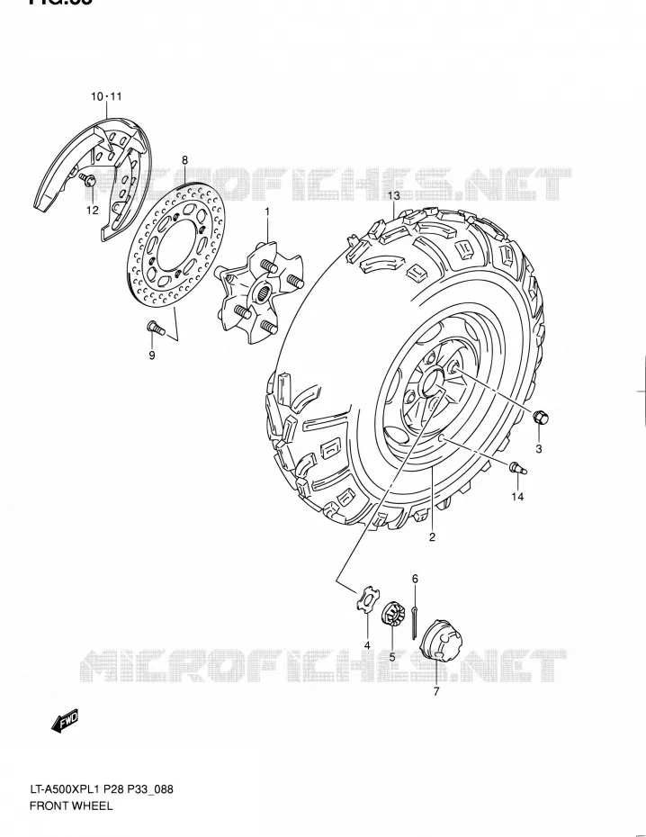 ROUE AVANT Suzuki QUAD 500 KINGQUAD 2011  LT-A500XP L1/LT-A500XPZ L1 (P03,P28,P33)