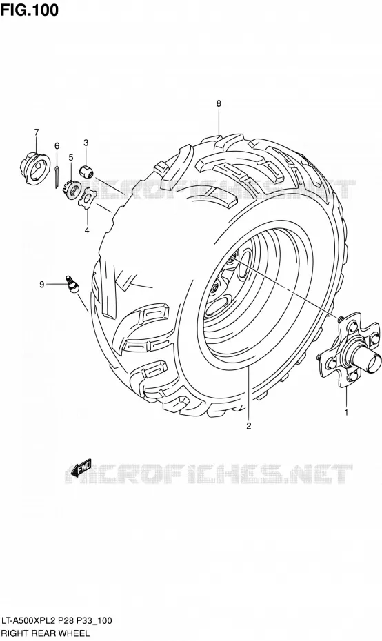 ROUE ARRIERE DROITE (LT-A500XPZL2 P28) Suzuki QUAD 500 KINGQUAD 2012  LT-A500XP L2/LT-A500XPZ L2 (P03,P28,P33)