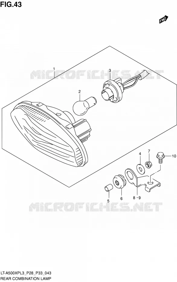 ENSEMBLE FEU ARRIERE (LT-A500XPL3 P33) Suzuki QUAD 500 KINGQUAD 2013  LT-A500XP L3/LT-A500XPZ L3 (P03,P28,P33)