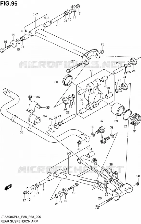 BRAS SUSPENSION ARRIERE Suzuki QUAD 500 KINGQUAD 2014  LT-A500XP L4/LT-A500XPZ L4 (P03,P28,P33)