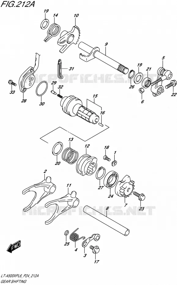 ENSEMBLE SELECTEUR DE VITESSES Suzuki QUAD 500 KINGQUAD 2016  LT-A500XP L6 (P24)