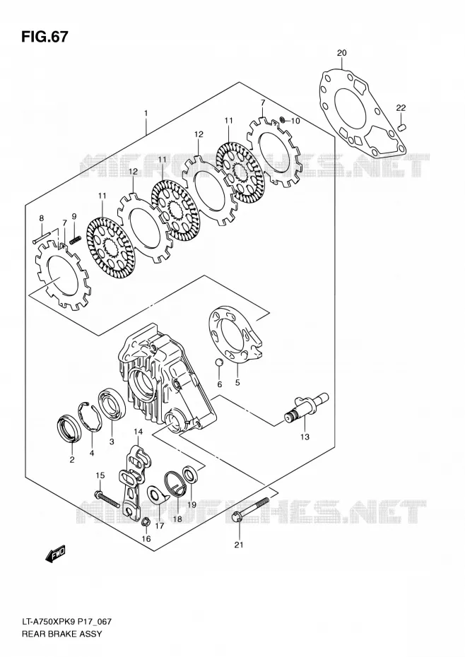 FREIN ARRIERE Suzuki QUAD 750 KINGQUAD 2010  LT-A750XP L0 (P17,P24)