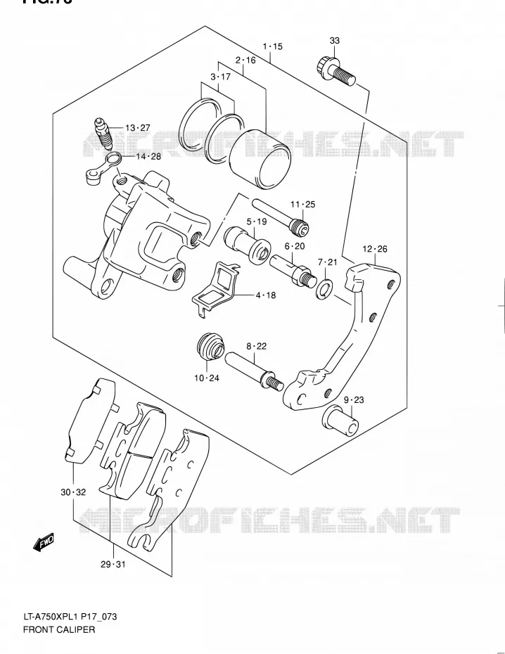 ETRIER DE FREIN AVANT Suzuki QUAD 750 KINGQUAD 2011  LT-A750XP L1 (P17,P24)