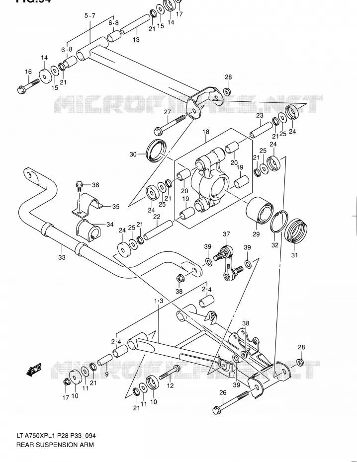 BRAS SUSPENSION ARRIERE Suzuki QUAD 750 KINGQUAD 2011  LT-A750XP L1/LT-A750XPZ L1 (P02,P28,P33)