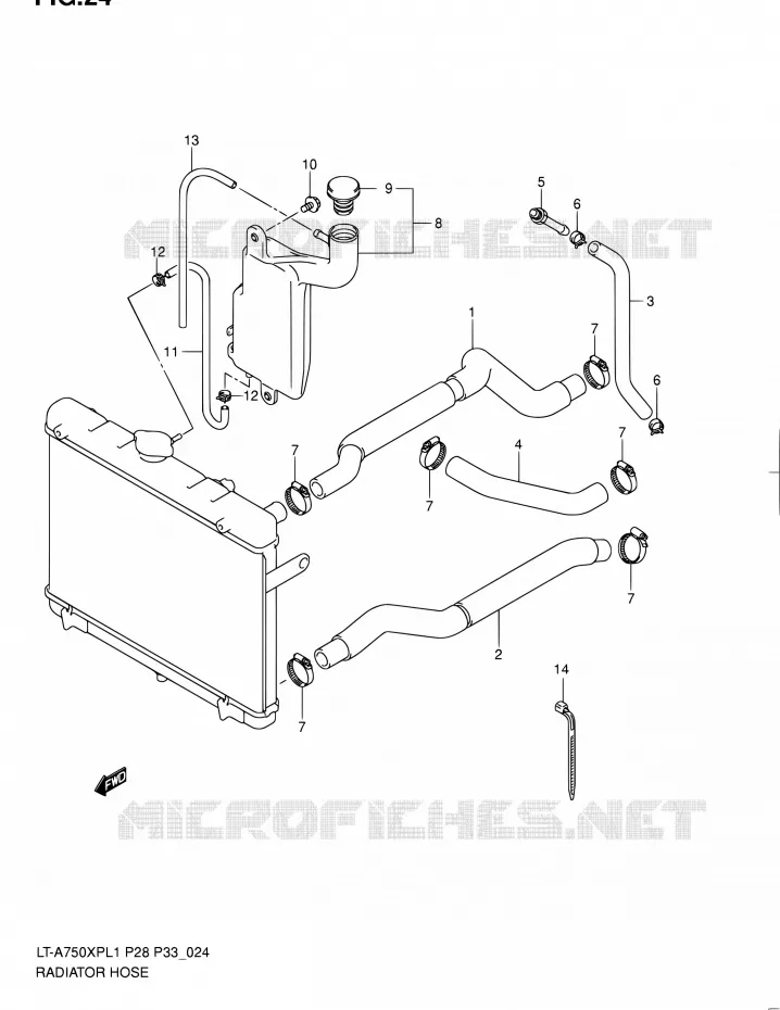 DURITE DE RADIATEUR Suzuki QUAD 750 KINGQUAD 2011  LT-A750XP L1/LT-A750XPZ L1 (P02,P28,P33)