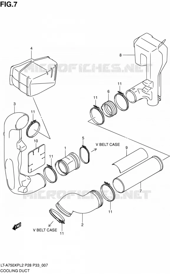 CONDUIT D'ADMISSION CARTER COURROIE Suzuki QUAD 750 KINGQUAD 2012  LT-A750XP L2/LT-A750XPZ L2 (P03,P28,P33)