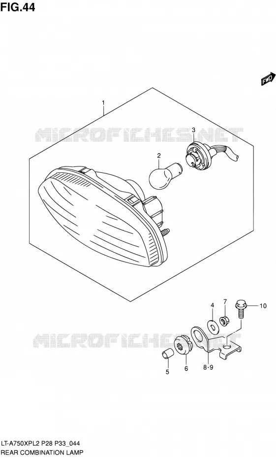 ENSEMBLE FEU ARRIERE (LT-A750XPL2 P33) Suzuki QUAD 750 KINGQUAD 2012  LT-A750XP L2/LT-A750XPZ L2 (P03,P28,P33)