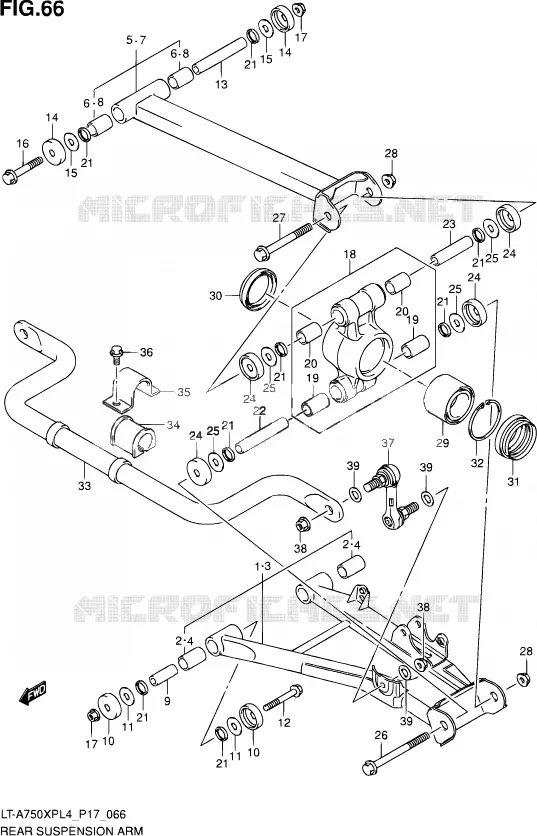 BRAS SUSPENSION ARRIERE Suzuki QUAD 750 KINGQUAD 2014  LT-A750XP L4/LT-A750XPZ L4 (P17)
