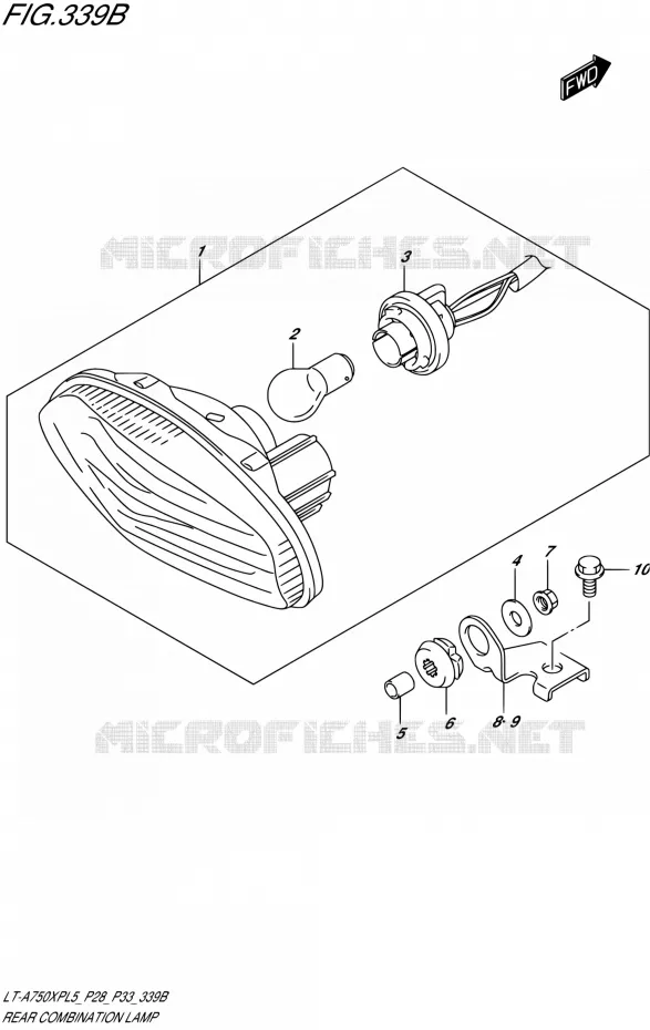ENSEMBLE FEU ARRIERE (LT-A750XPL5 P33) Suzuki QUAD 750 KINGQUAD 2015  LT-A750XP L5/LT-A750XPZ L5 (P03,P28,P33)