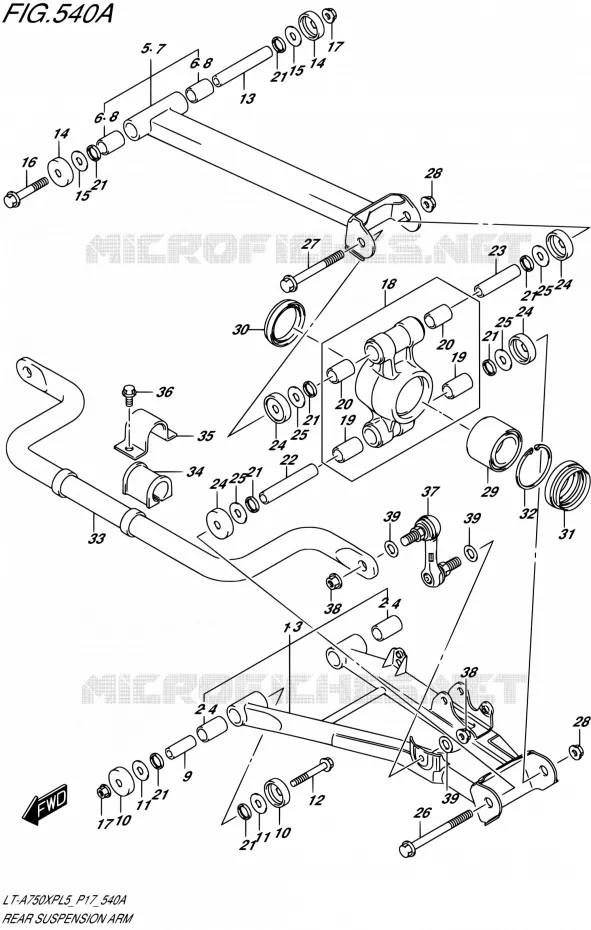 BRAS SUSPENSION ARRIERE Suzuki QUAD 750 KINGQUAD 2015  LT-A750XP L5/LT-A750XPZ L5 (P17)