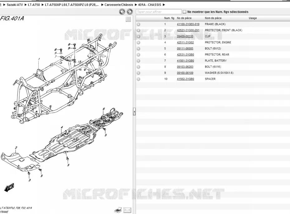 AMORTISSEUR ARRIERE Suzuki QUAD 750 KINGQUAD 2016  LT-A750XP L6/LT-A750XPZ L6 (P28,P33)