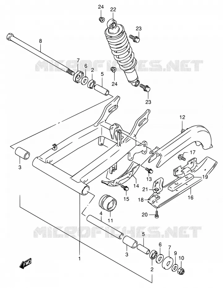 BRAS OSCILLANT ARRIERE Suzuki QUAD 160 OZARK 2003  LT-F160 K3 (P19,P24,P51)