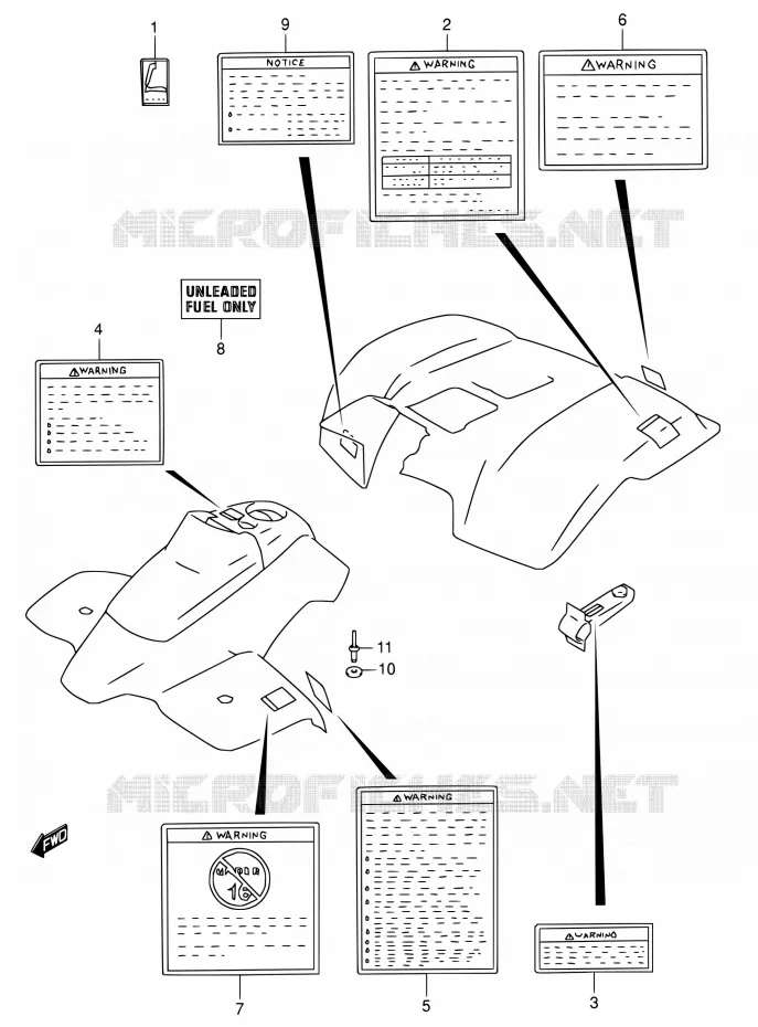 ETIQUETTE Suzuki QUAD 160 OZARK 2003  LT-F160 K3 (P19,P24,P51)