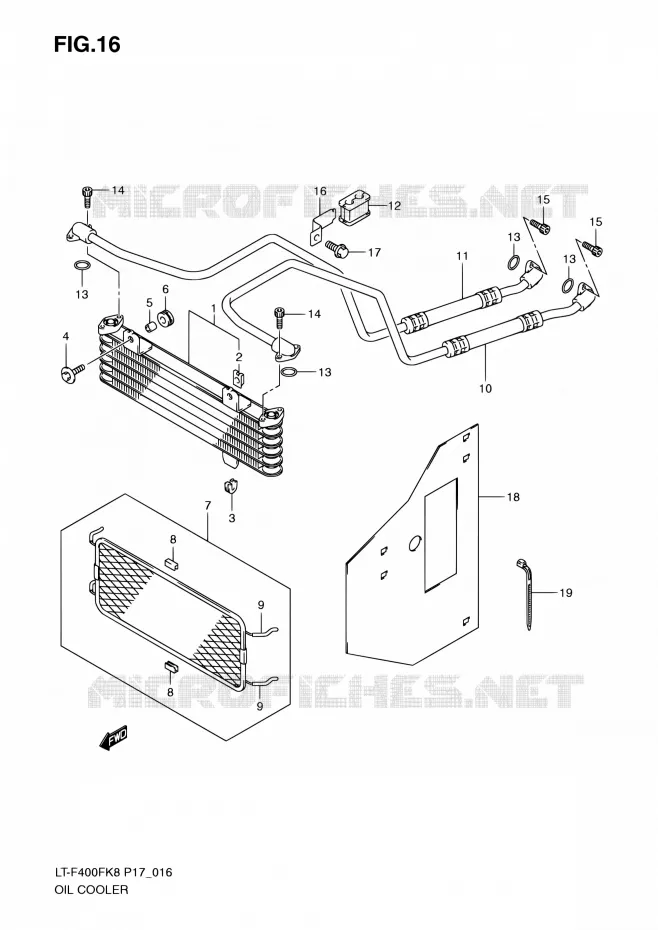 RADIATEUR D'HUILE Suzuki QUAD 400 KINGQUAD 2010  LT-F400F L0 (P17,P24)