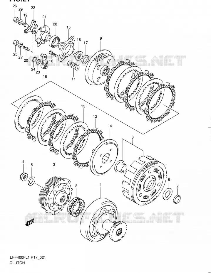 EMBRAYAGE Suzuki QUAD 400 KINGQUAD 2011  LT-F400F L1 (P17,P24)