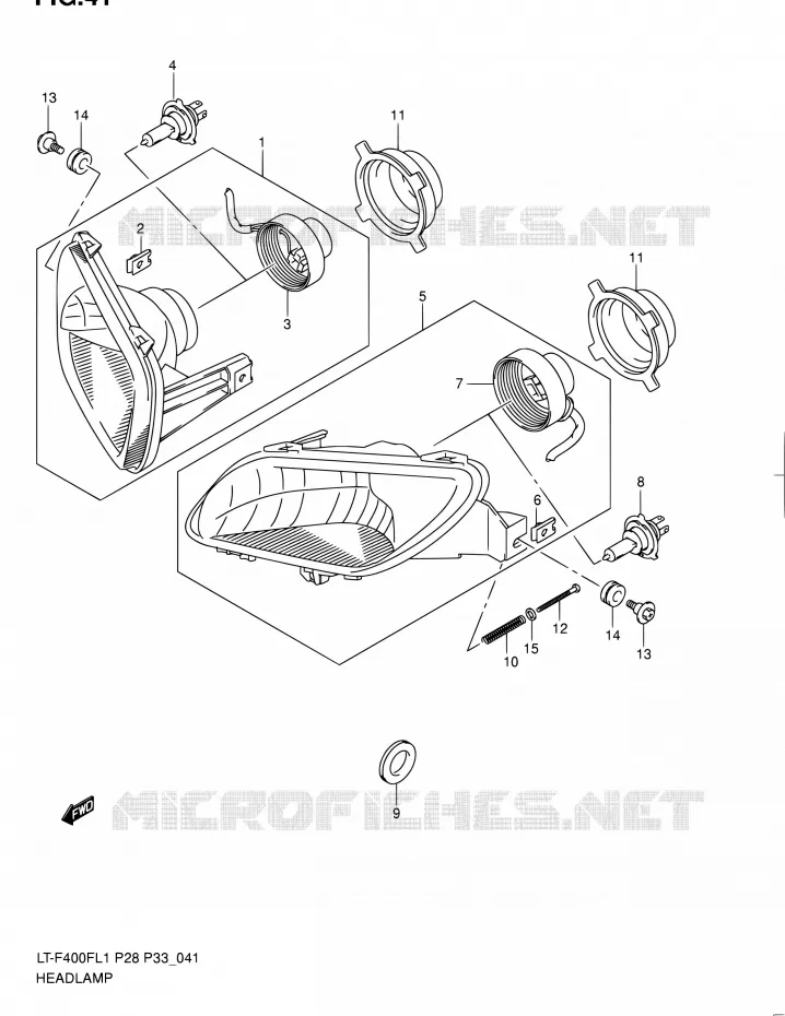 PHARE (LT-F400FZL1 P33) Suzuki QUAD 400 KINGQUAD 2011  LT-F400F L1/LT-F400FZ L1 (P03,P28,P33)