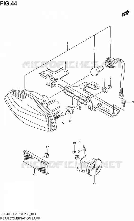 ENSEMBLE FEU ARRIERE (LT-F400FZL2 P28) Suzuki QUAD 400 KINGQUAD 2012  LT-F400F L2/LT-F400FZ L2 (P03,P28,P33)