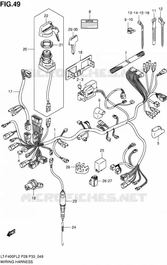 FAISCEAU ELECTRIQUE (LT-F400FZL2 P33) Suzuki QUAD 400 KINGQUAD 2012  LT-F400F L2/LT-F400FZ L2 (P03,P28,P33)