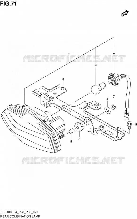 ENSEMBLE FEU ARRIERE (LT-F400FZL4 P33) Suzuki QUAD 400 KINGQUAD 2014  LT-F400F L4/LT-F400FZ L4 (P03,P28,P33)
