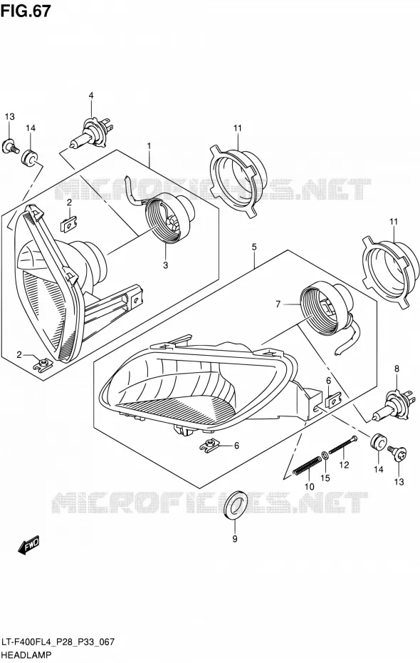 PHARE (LT-F400FZL4 P33) Suzuki QUAD 400 KINGQUAD 2014  LT-F400F L4/LT-F400FZ L4 (P03,P28,P33)