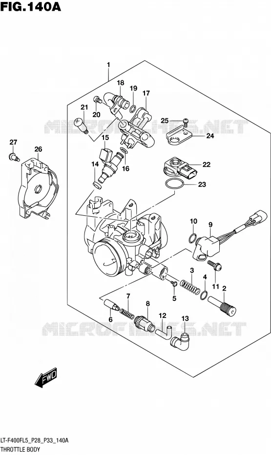 CORPS DE PAPILLON Suzuki QUAD 400 KINGQUAD 2015  LT-F400F L5/LT-F400FZ L5 (P03,P28,P33)
