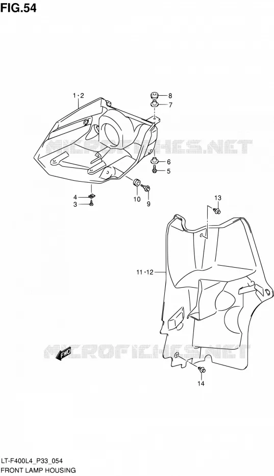 ENTOURAGE DE PHARE AVANT Suzuki QUAD 400 KINGQUAD 2014  LT-F400 L4/LT-F400Z L4 (P03,P28,P33)