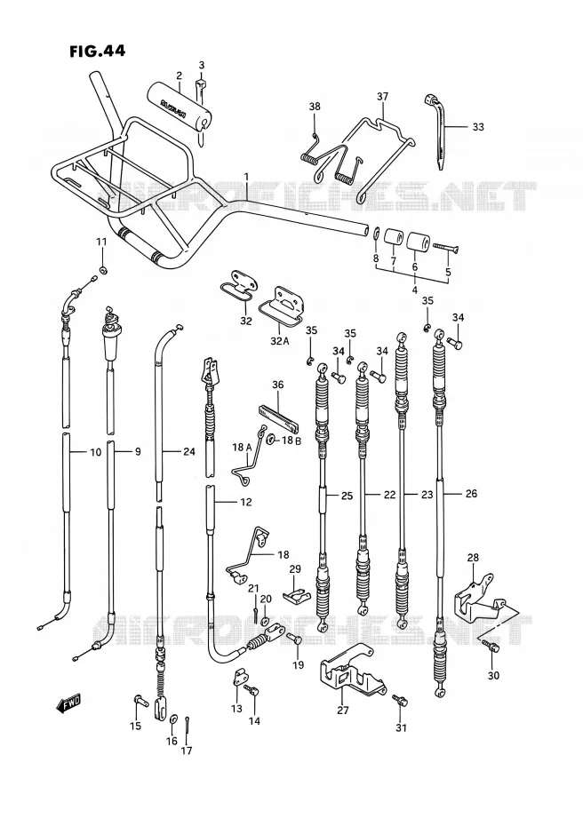 GUIDON - CABLES Suzuki QUAD 300 KINGQUAD 1995  LT-F4WDX S (E02,E17,E27)
