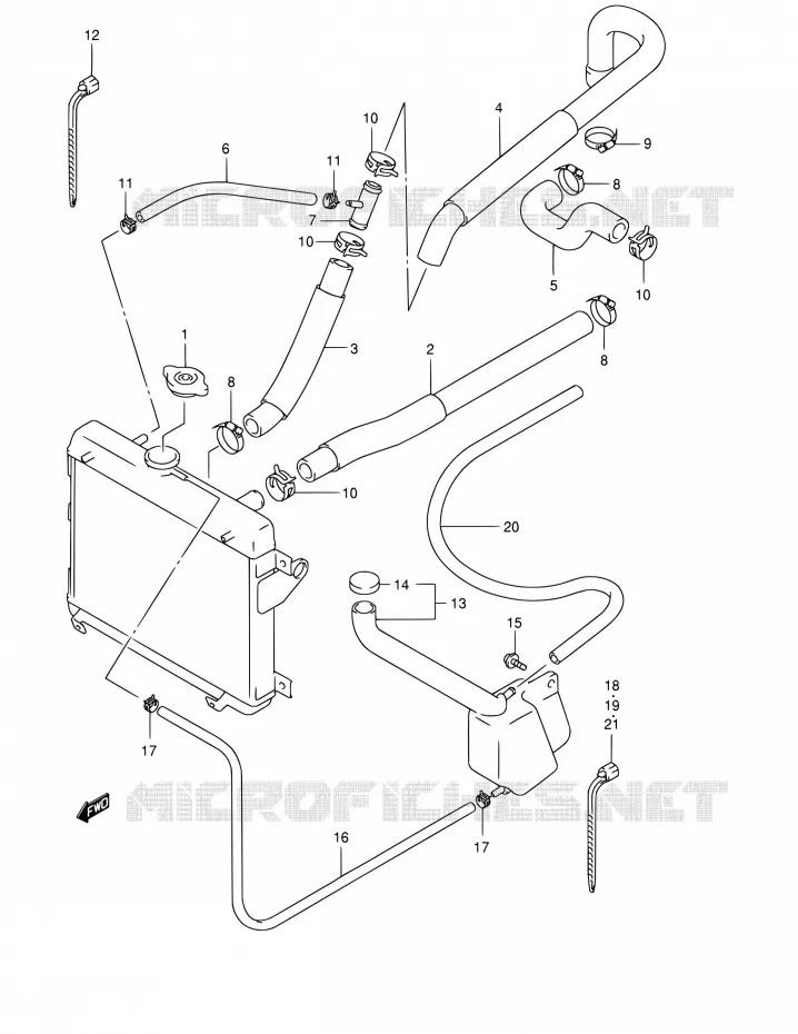 DURITE DE RADIATEUR Suzuki QUAD 500 QUADMASTER 2000  LT-F500F Y (E17,E24)