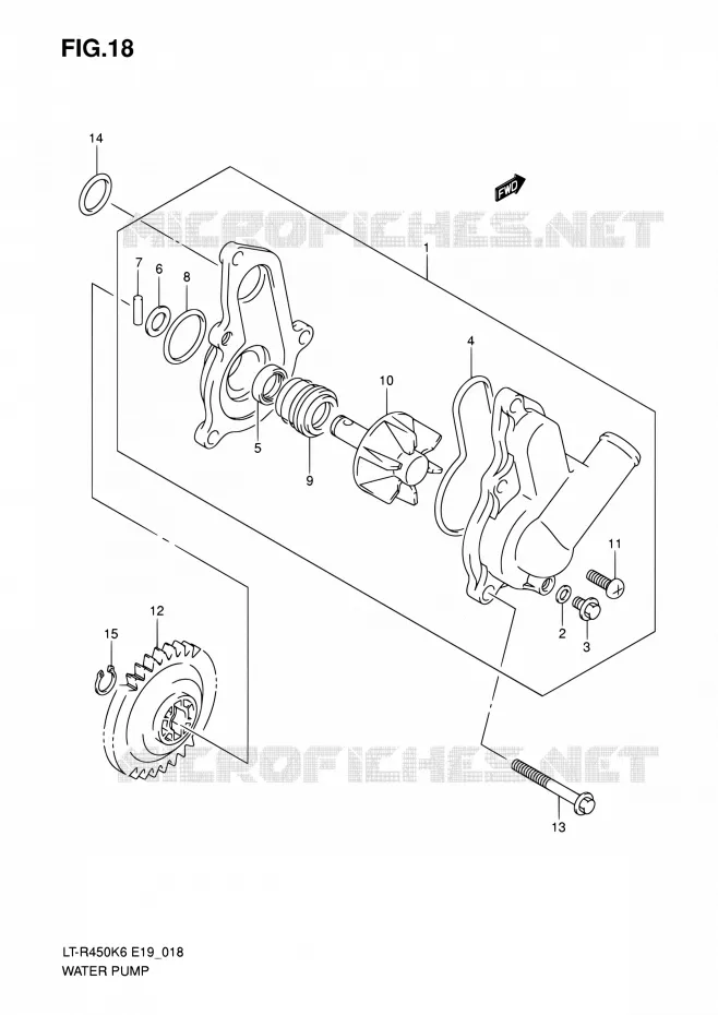 POMPE A EAU Suzuki QUAD 450 QUADRACER 2010  LT-R450 L0/LT-R450Z L0 (E19)