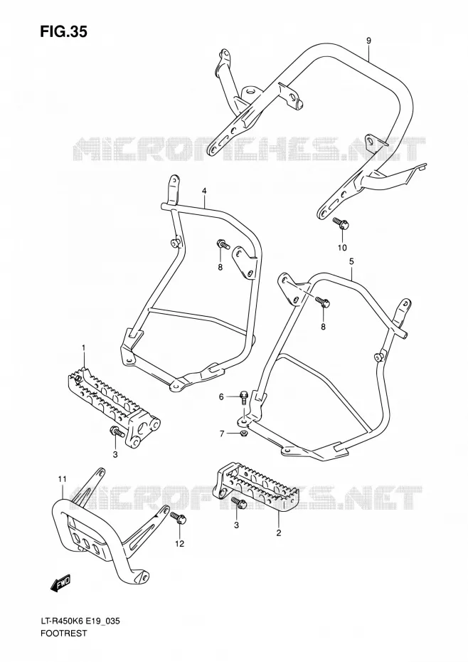 REPOSE PIED Suzuki QUAD 450 QUADRACER 2010  LT-R450 L0/LT-R450Z L0 (E19)