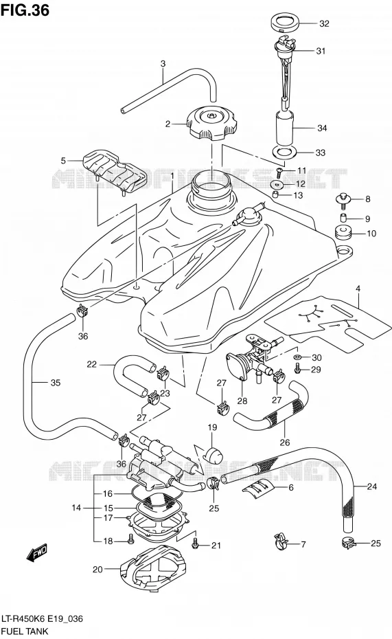 RESERVOIR D'ESSENCE Suzuki QUAD 450 QUADRACER 2010  LT-R450 L0/LT-R450Z L0 (E19)
