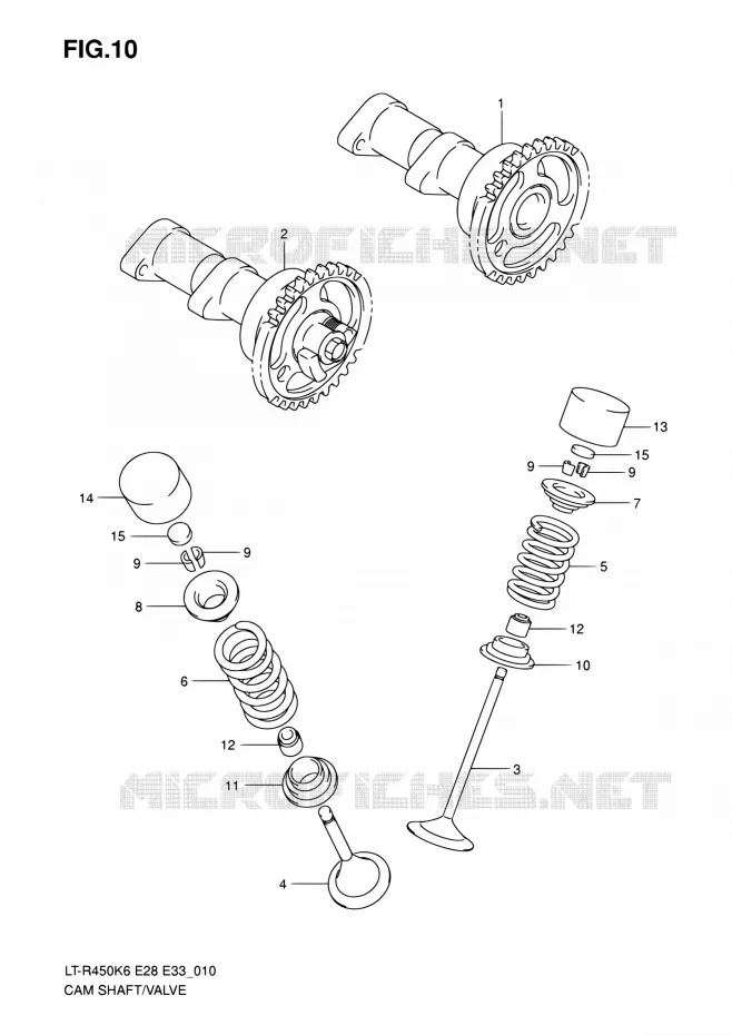 ARBRE A CAMES - VALVE Suzuki QUAD 450 QUADRACER 2010  LT-R450 L0/LT-R450Z L0 (E28,E33)