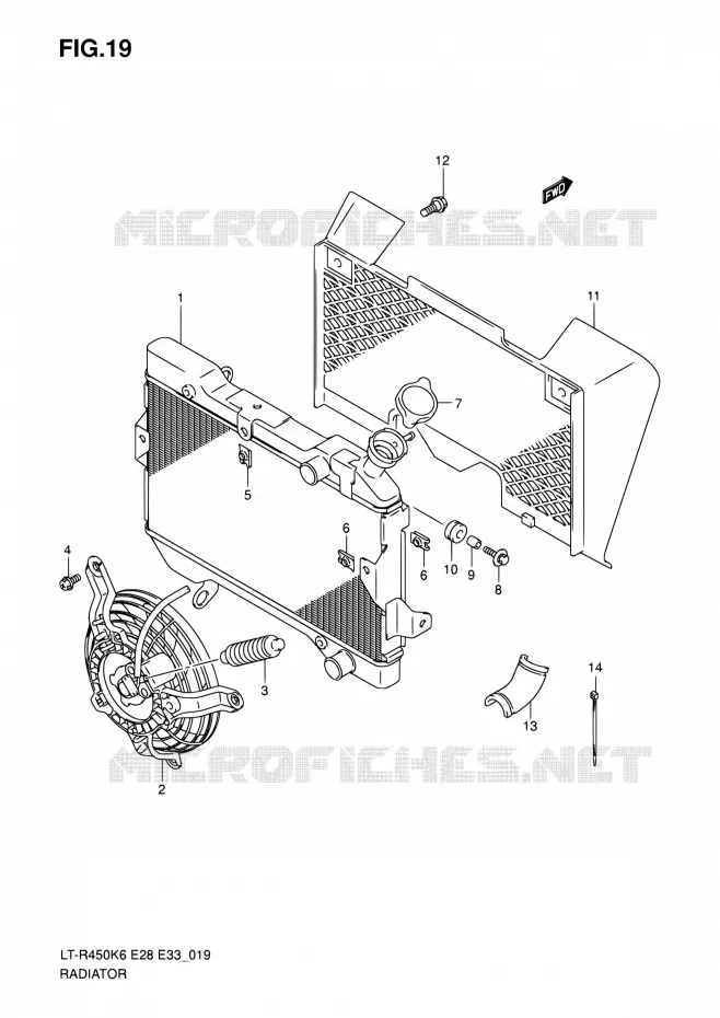 RADIATEUR Suzuki QUAD 450 QUADRACER 2010  LT-R450 L0/LT-R450Z L0 (E28,E33)