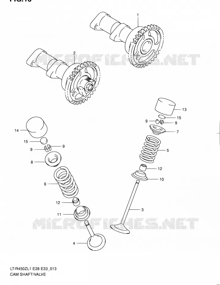 ARBRE A CAMES - VALVE Suzuki QUAD 450 QUADRACER 2011  LT-R450 L1/LT-R450Z L1 (E03,E28,E33)