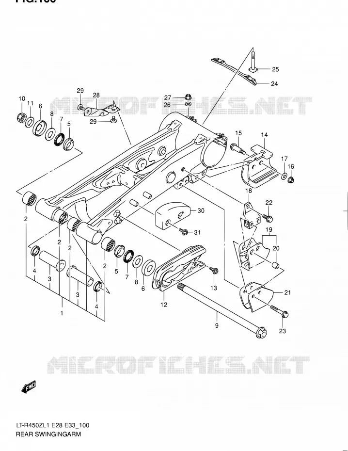 BRAS OSCILLANT ARRIERE (LT-R450ZL1 E33) Suzuki QUAD 450 QUADRACER 2011  LT-R450 L1/LT-R450Z L1 (E03,E28,E33)