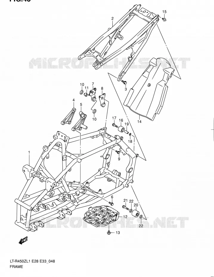 CADRE (LT-R450ZL1 E33) Suzuki QUAD 450 QUADRACER 2011  LT-R450 L1/LT-R450Z L1 (E03,E28,E33)