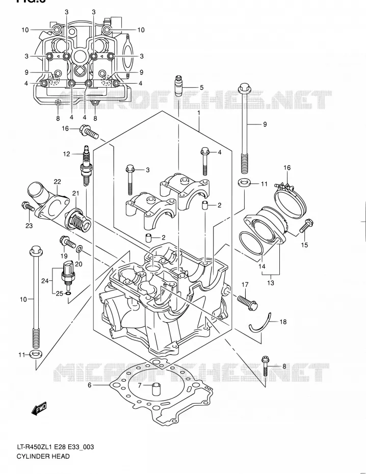 CULASSE Suzuki QUAD 450 QUADRACER 2011  LT-R450 L1/LT-R450Z L1 (E03,E28,E33)