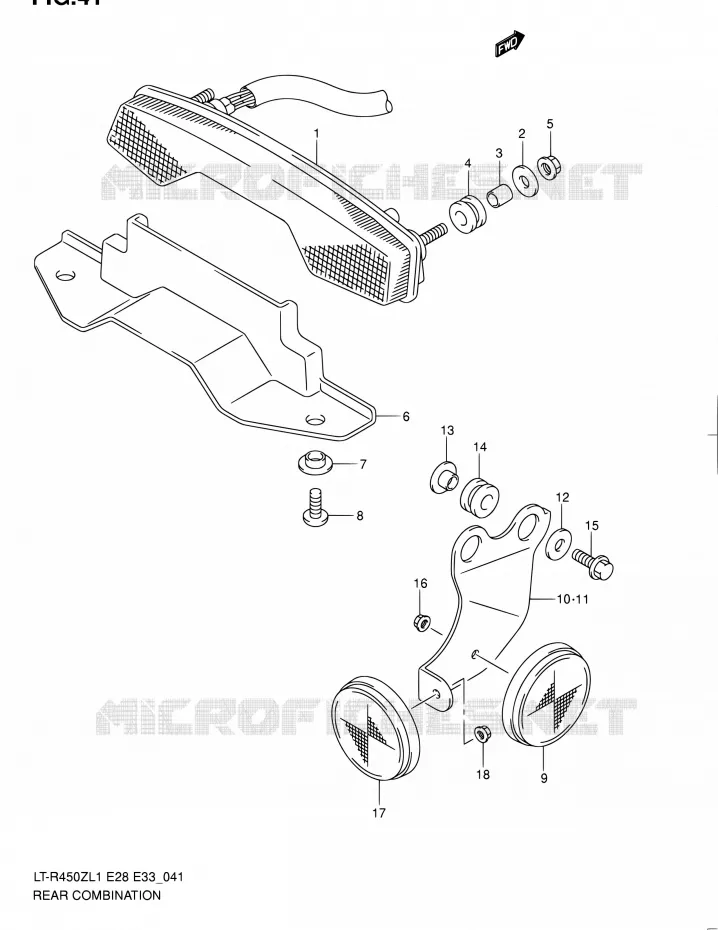 ENSEMBLE FEU ARRIERE (LT-R450ZL1 E28) Suzuki QUAD 450 QUADRACER 2011  LT-R450 L1/LT-R450Z L1 (E03,E28,E33)