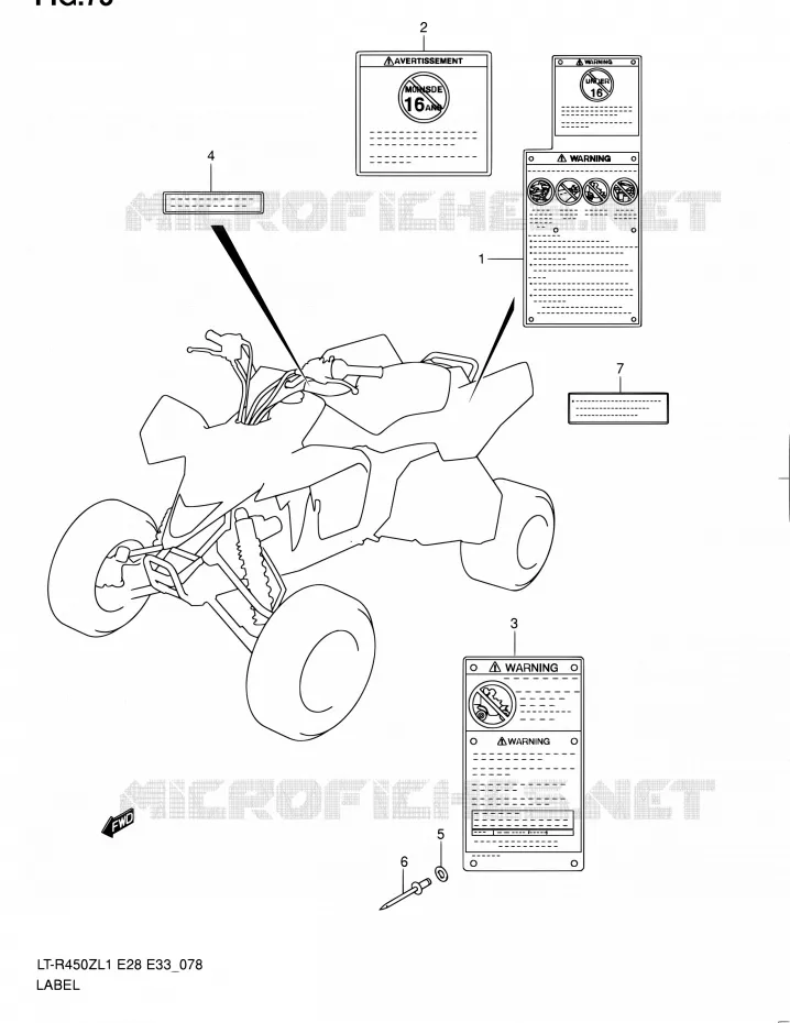 ETIQUETTE (LT-R450ZL1 E28) Suzuki QUAD 450 QUADRACER 2011  LT-R450 L1/LT-R450Z L1 (E03,E28,E33)