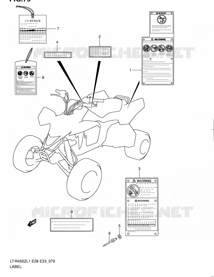 ETIQUETTE (LT-R450ZL1 E33) Suzuki QUAD 450 QUADRACER 2011  LT-R450 L1/LT-R450Z L1 (E03,E28,E33)