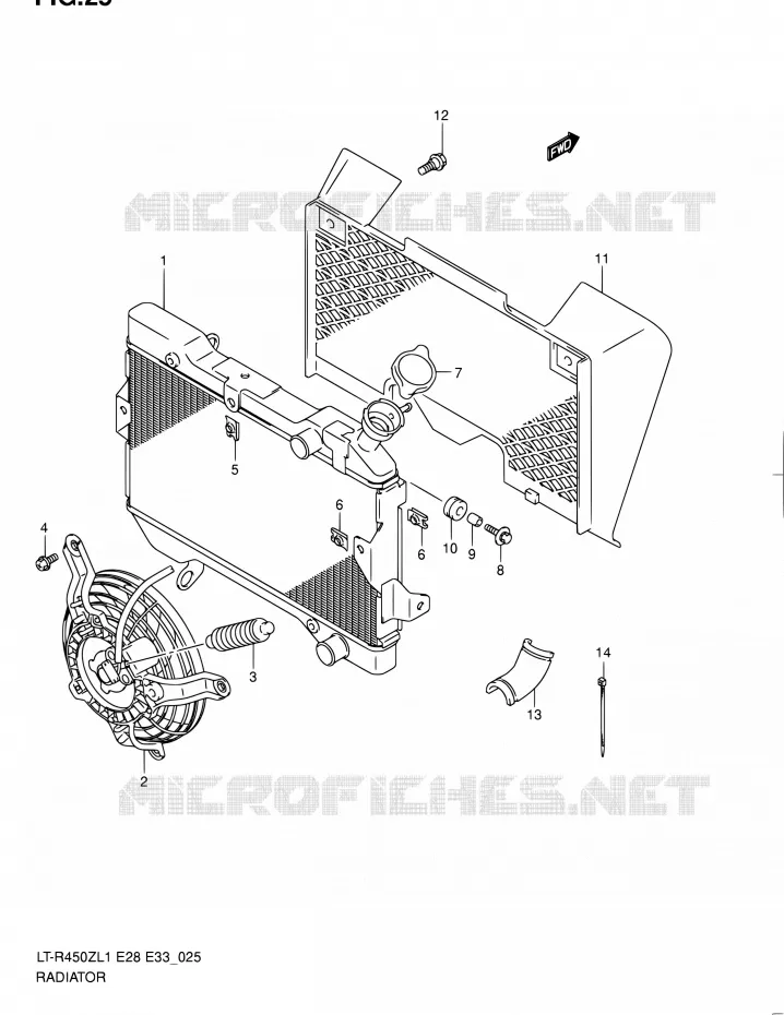 RADIATEUR Suzuki QUAD 450 QUADRACER 2011  LT-R450 L1/LT-R450Z L1 (E03,E28,E33)