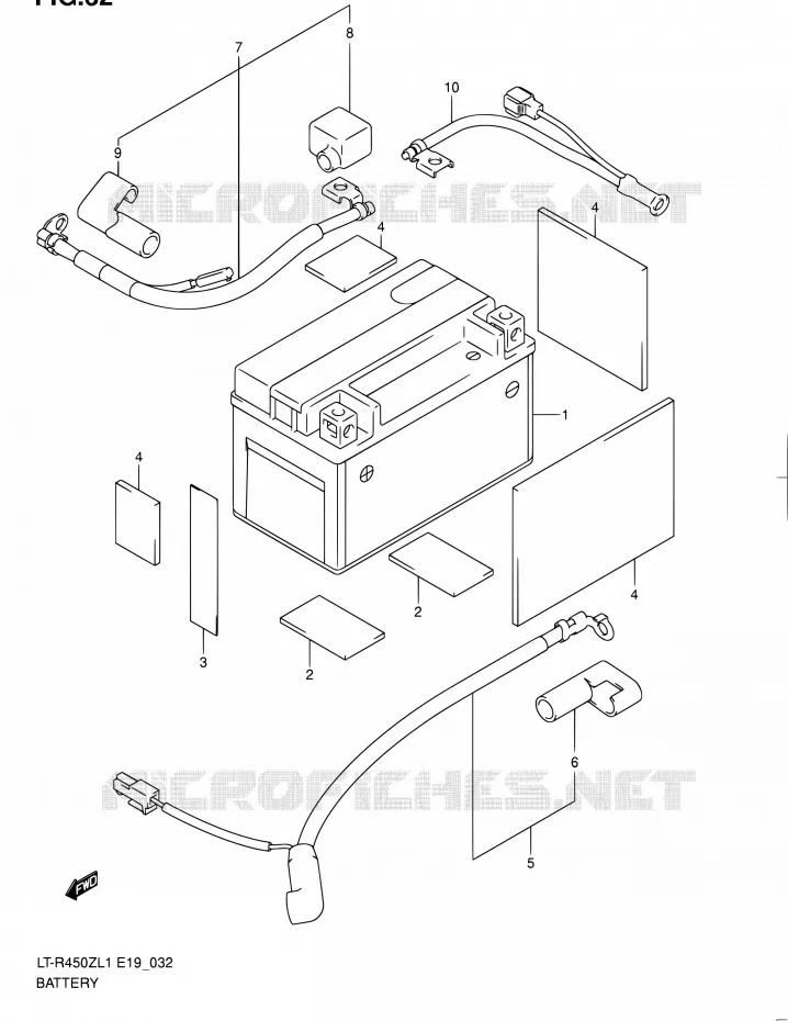 BATTERIE Suzuki QUAD 450 QUADRACER 2011  LT-R450 L1/LT-R450Z L1 (E19)