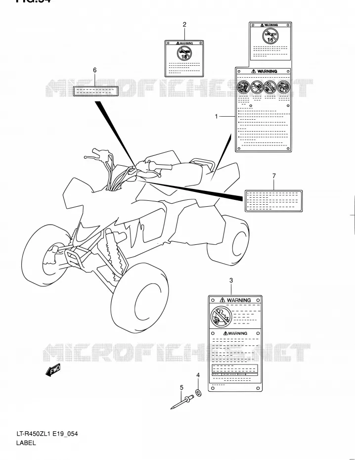 ETIQUETTE Suzuki QUAD 450 QUADRACER 2011  LT-R450 L1/LT-R450Z L1 (E19)