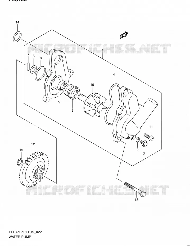 POMPE A EAU Suzuki QUAD 450 QUADRACER 2011  LT-R450 L1/LT-R450Z L1 (E19)