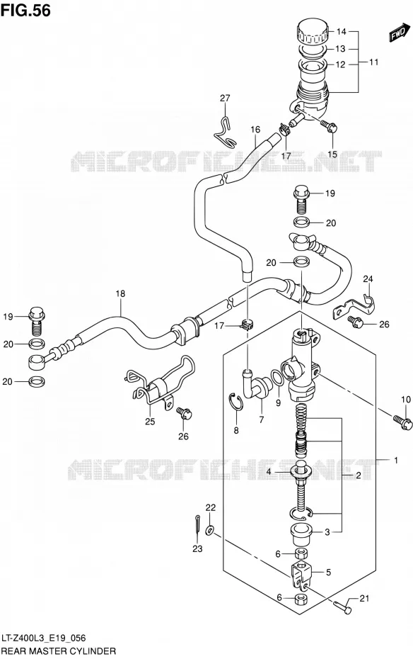 MAITRE CYLINDRE ARRIERE Suzuki QUAD 400 QUADSPORT 2013  LT-Z400 L3 (E19)